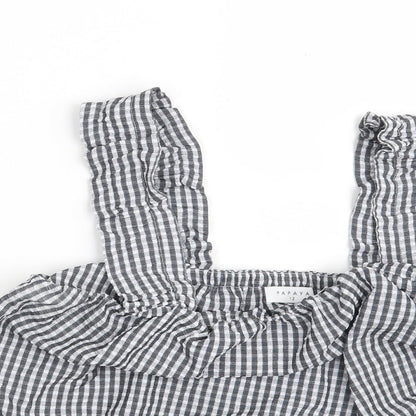 Papaya Womens Black Check Polyester Basic Blouse Size 12 Off the Shoulder