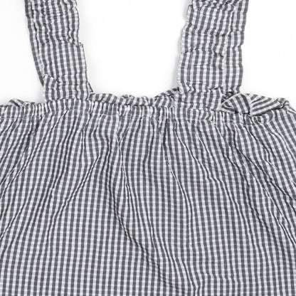 Papaya Womens Black Check Polyester Basic Blouse Size 12 Off the Shoulder