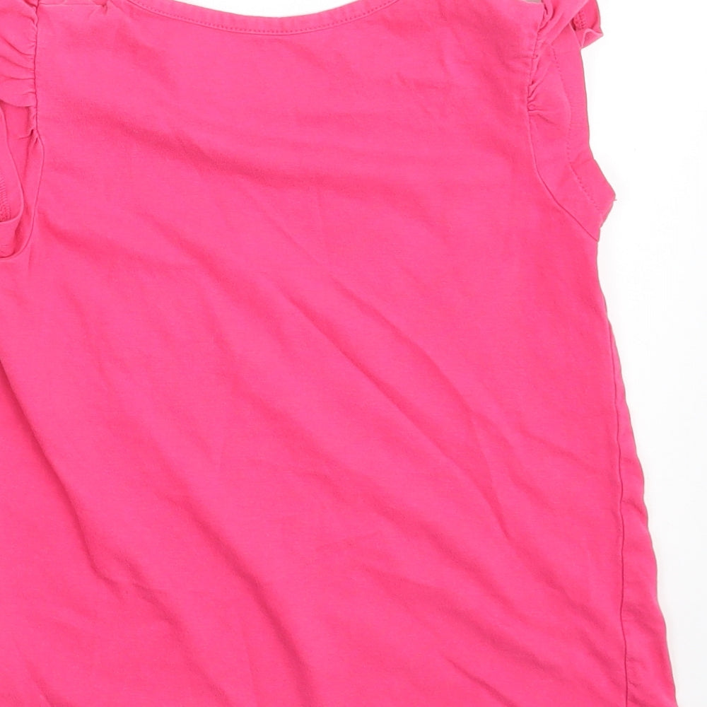 Losan Girls Pink  100% Cotton Basic T-Shirt Size 6 Years Round Neck  - Hello Girl