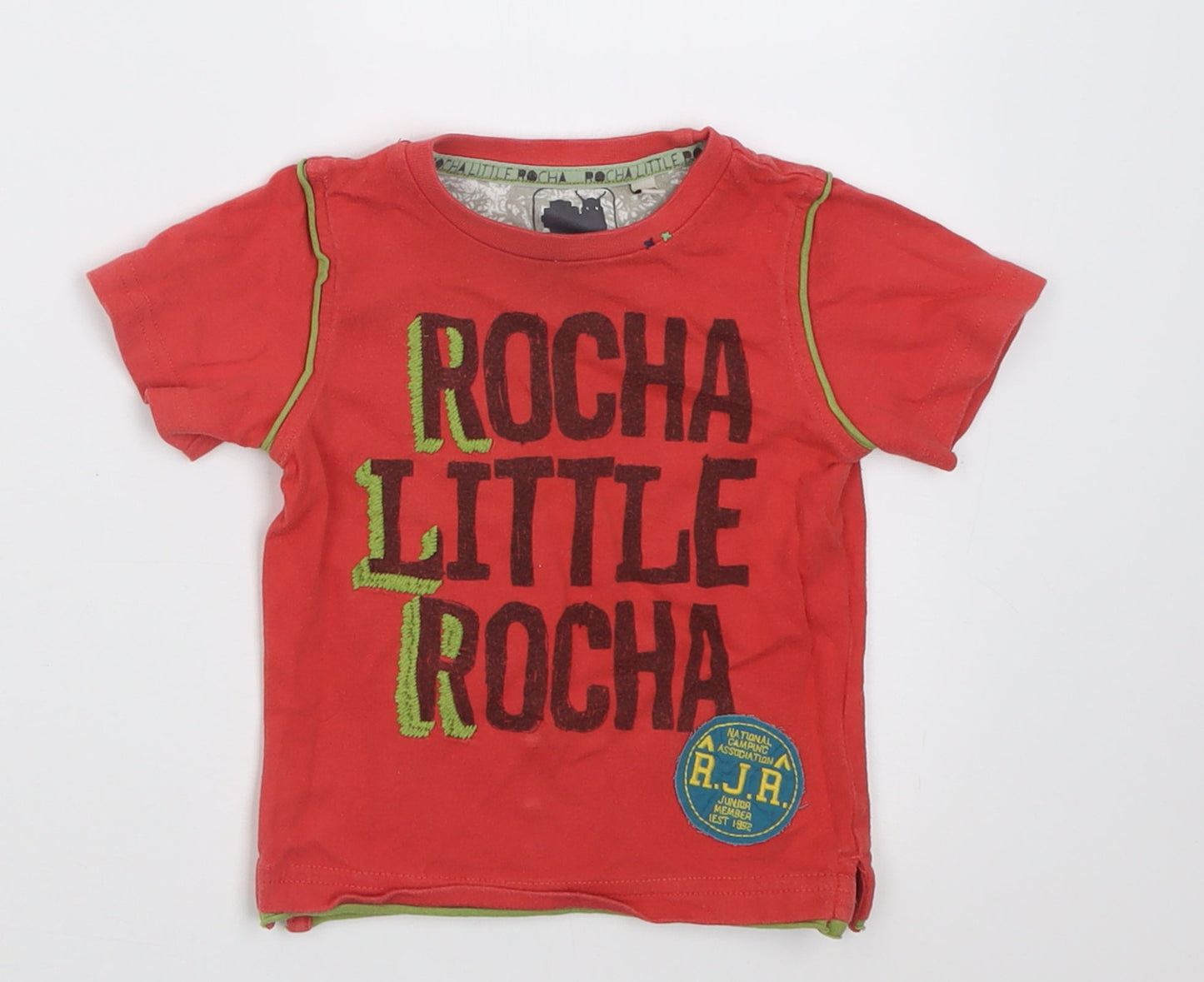 RJR.John Rocha Boys Red  Cotton Basic T-Shirt Size 12-18 Months Crew Neck Pullover