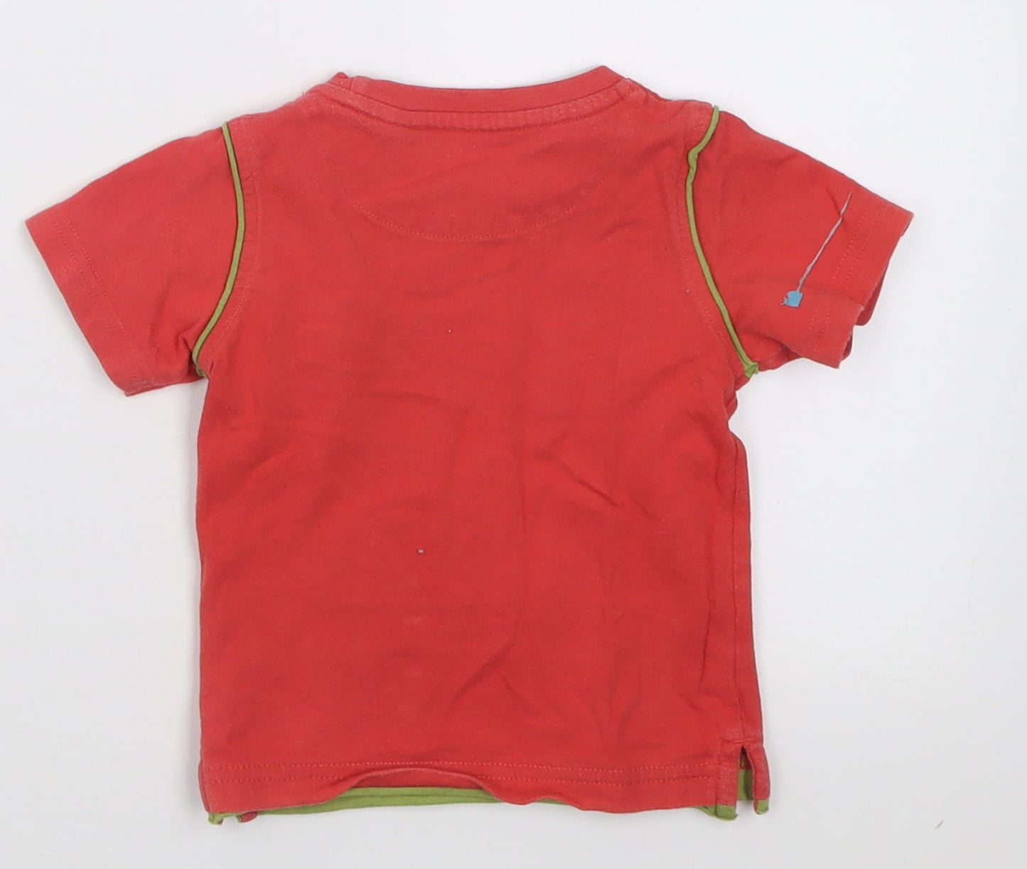RJR.John Rocha Boys Red  Cotton Basic T-Shirt Size 12-18 Months Crew Neck Pullover