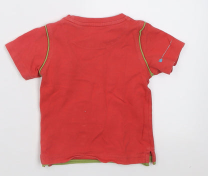 RJR.John Rocha Boys Red  Cotton Basic T-Shirt Size 12-18 Months Crew Neck Pullover
