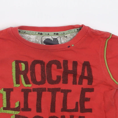 RJR.John Rocha Boys Red  Cotton Basic T-Shirt Size 12-18 Months Crew Neck Pullover
