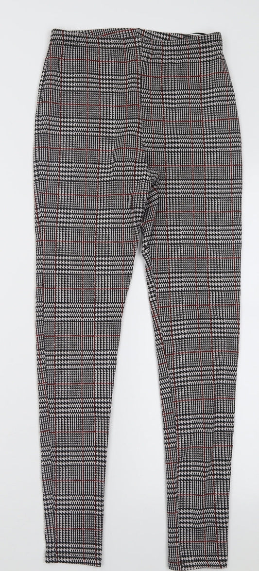 TU Womens Red Check Polyester Capri Trousers Size 8 L28 in Regular