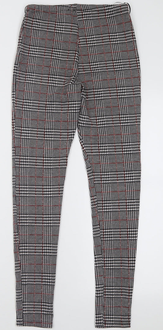 TU Womens Red Check Polyester Capri Trousers Size 8 L28 in Regular