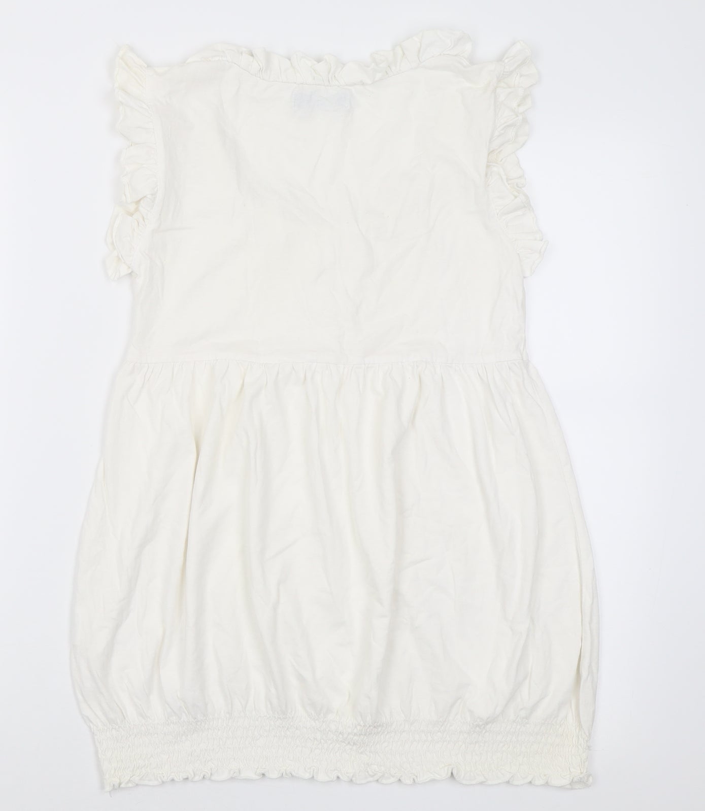MODO Womens White  Cotton Tunic T-Shirt Size M Scoop Neck