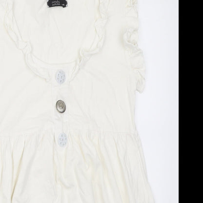 MODO Womens White  Cotton Tunic T-Shirt Size M Scoop Neck