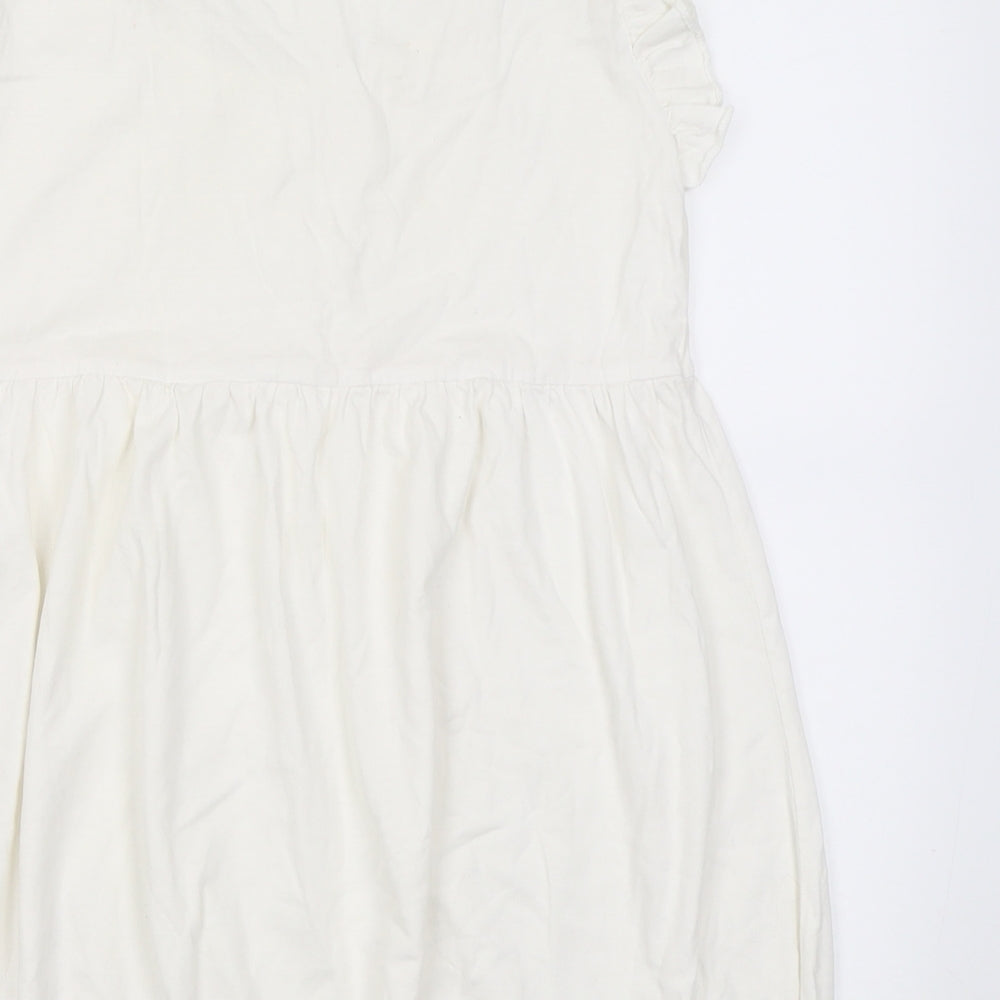 MODO Womens White  Cotton Tunic T-Shirt Size M Scoop Neck