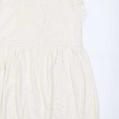 MODO Womens White  Cotton Tunic T-Shirt Size M Scoop Neck