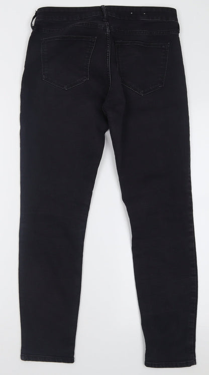 H&M Womens Black  Cotton Skinny Jeans Size 28 in L28 in Regular Button