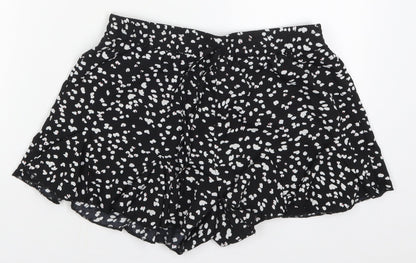 SheIn Womens Black Geometric Polyester Mom Shorts Size M L3 in Regular Drawstring