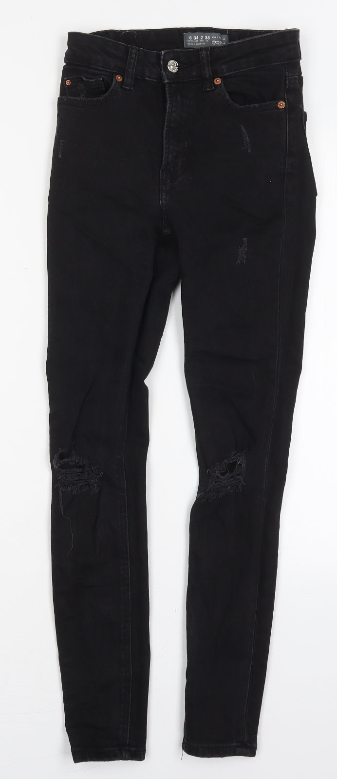 Denim Co Womens Black  Cotton Skinny Jeans Size 6 L28 in Regular Button