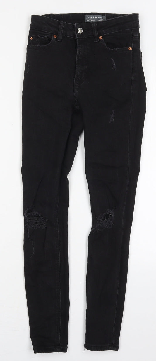 Denim Co Womens Black  Cotton Skinny Jeans Size 6 L28 in Regular Button
