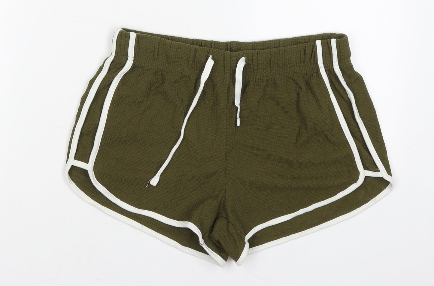 Topshop Womens Green  Cotton Sweat Shorts Size 6  Regular Drawstring