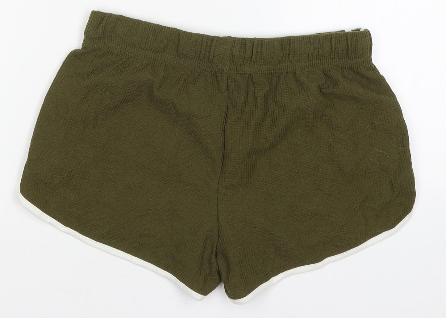 Topshop Womens Green  Cotton Sweat Shorts Size 6  Regular Drawstring