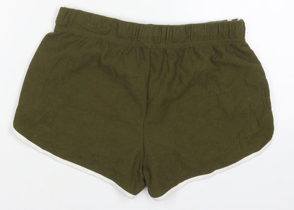 Topshop Womens Green  Cotton Sweat Shorts Size 6  Regular Drawstring