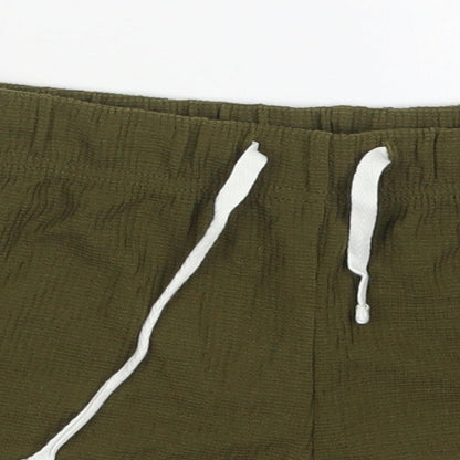 Topshop Womens Green  Cotton Sweat Shorts Size 6  Regular Drawstring