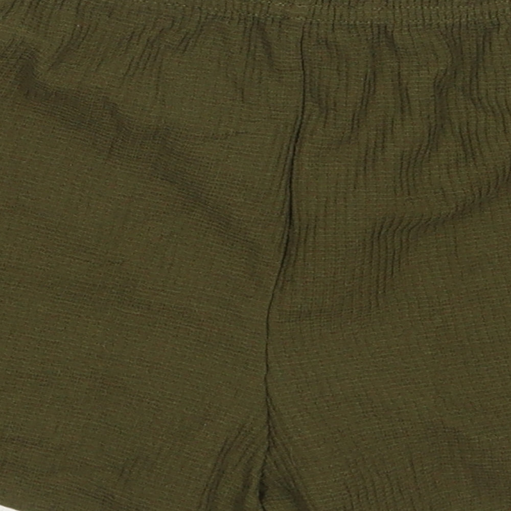 Topshop Womens Green  Cotton Sweat Shorts Size 6  Regular Drawstring
