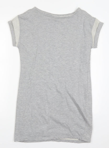Internacionale Womens Grey  Cotton T-Shirt Dress  Size 10  Round Neck Pullover - Sweater Dress
