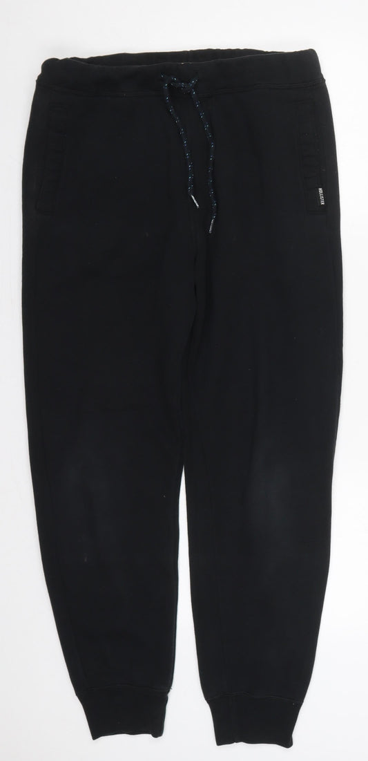 Hollister Mens Black  Cotton Sweatpants Trousers Size XS L27 in Regular Drawstring