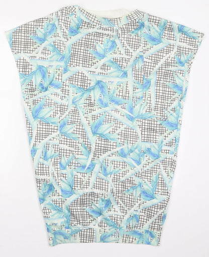 Zara Womens Blue Floral Polyester T-Shirt Dress  Size S  Crew Neck Pullover