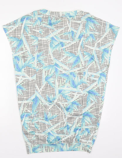 Zara Womens Blue Floral Polyester T-Shirt Dress  Size S  Crew Neck Pullover