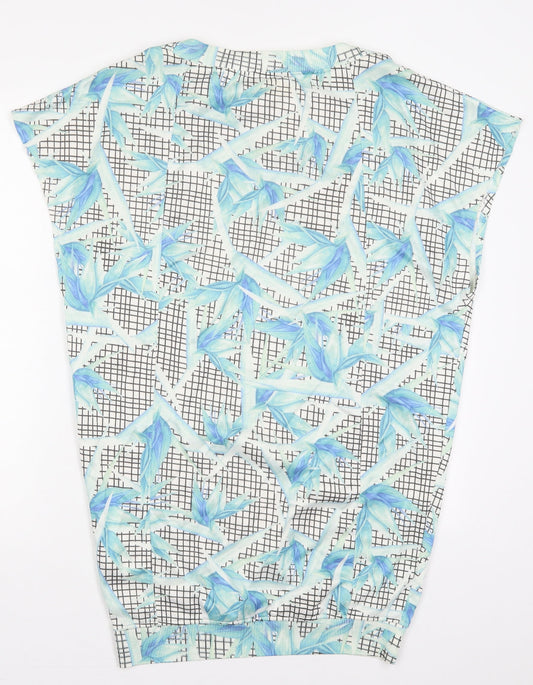 Zara Womens Blue Floral Polyester T-Shirt Dress  Size S  Crew Neck Pullover