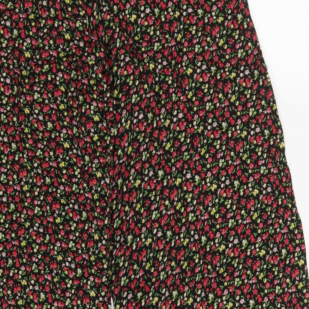 New York Laundry Womens Red Floral Viscose Trousers  Size 8 L31 in Regular Button - Yellow Flowers