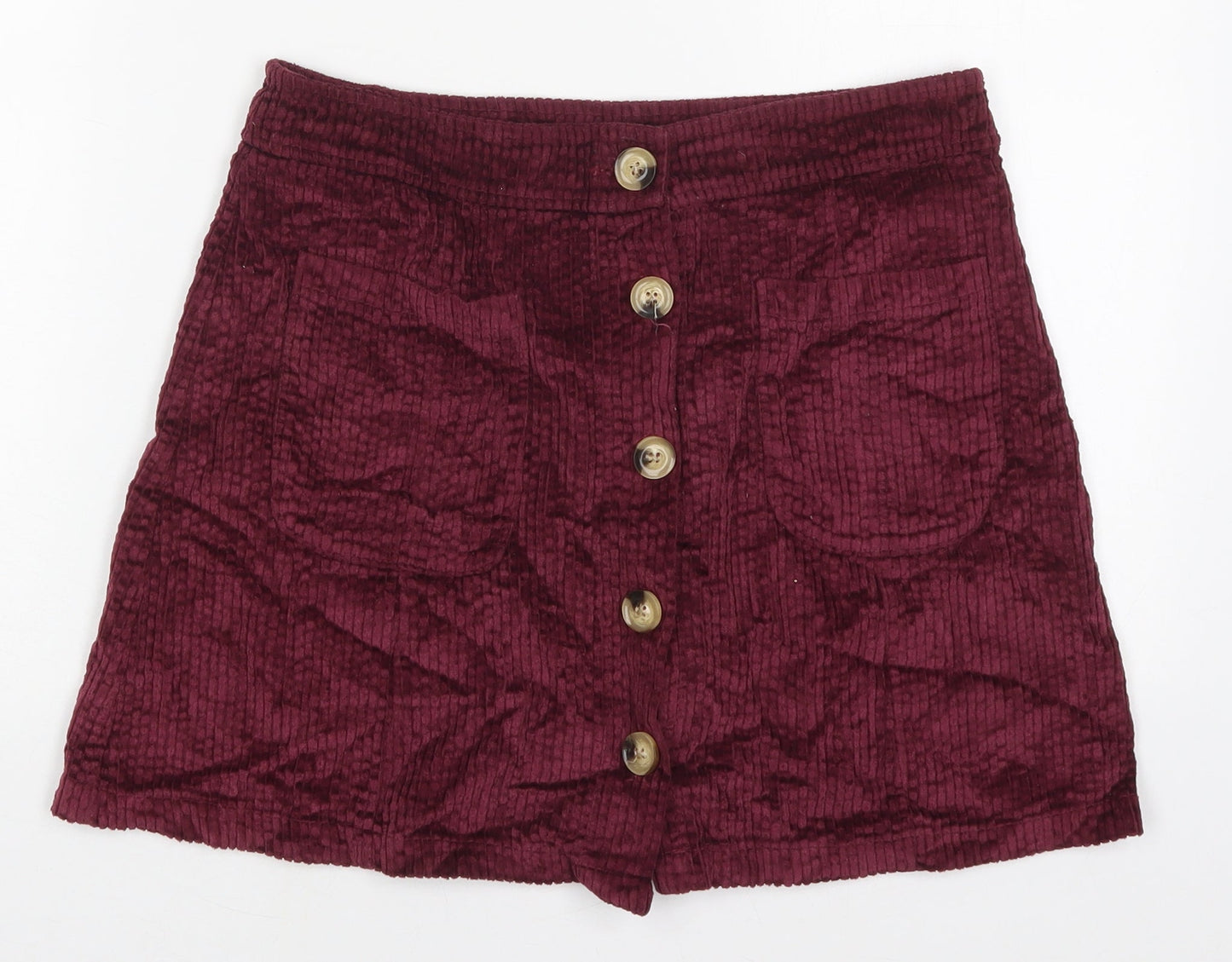 Cameo Rose Womens Purple  Cotton A-Line Skirt Size 28 in   Button