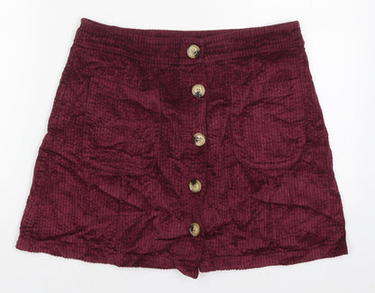 Cameo Rose Womens Purple  Cotton A-Line Skirt Size 28 in   Button