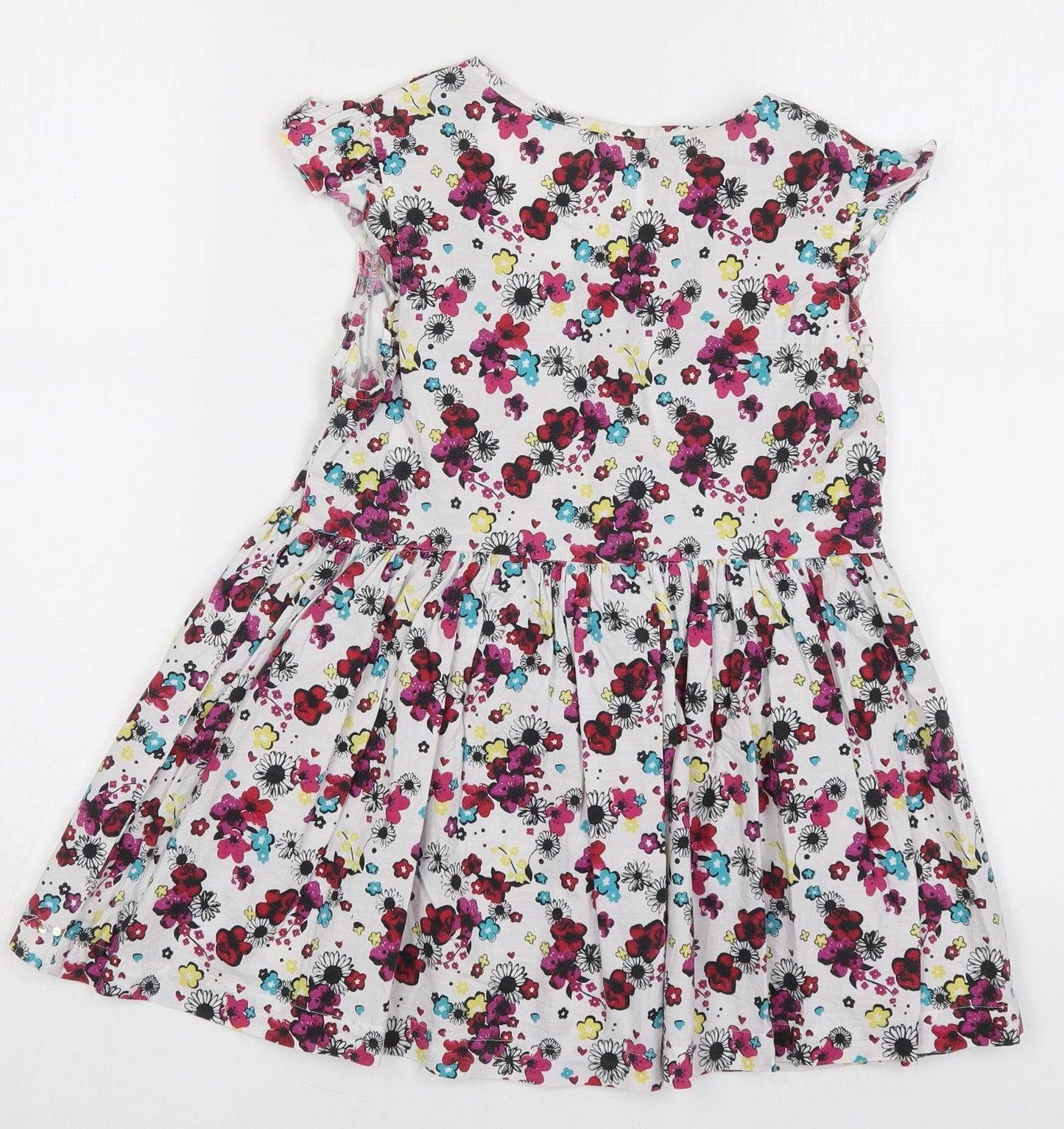 Marks and Spencer Girls Multicoloured Floral Cotton Basic Blouse Size 12 Years Scoop Neck Button
