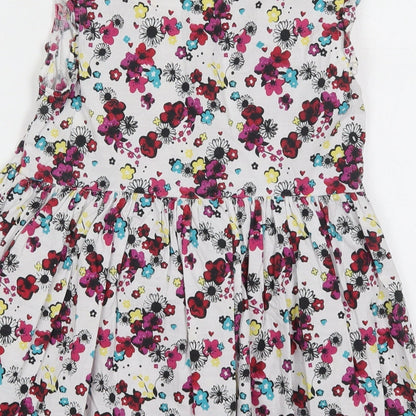 Marks and Spencer Girls Multicoloured Floral Cotton Basic Blouse Size 12 Years Scoop Neck Button
