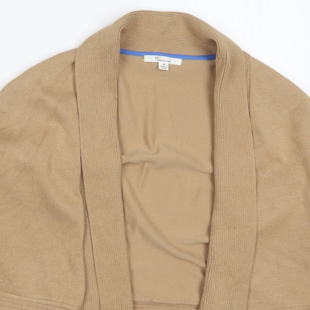 89th & Madison Womens Brown V-Neck  Rayon Cardigan Jumper Size M
