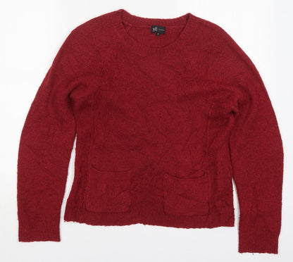 Additional front view of YFL Reserved women’s red round neck acrylic jumper, size S