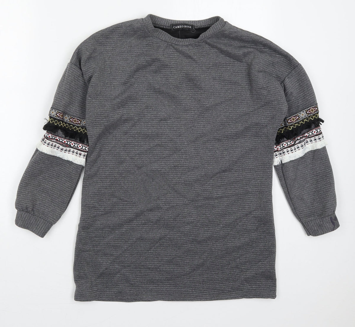 Additional front view of Cameo Rose women’s grey cotton pullover sweatshirt, size S, pullover