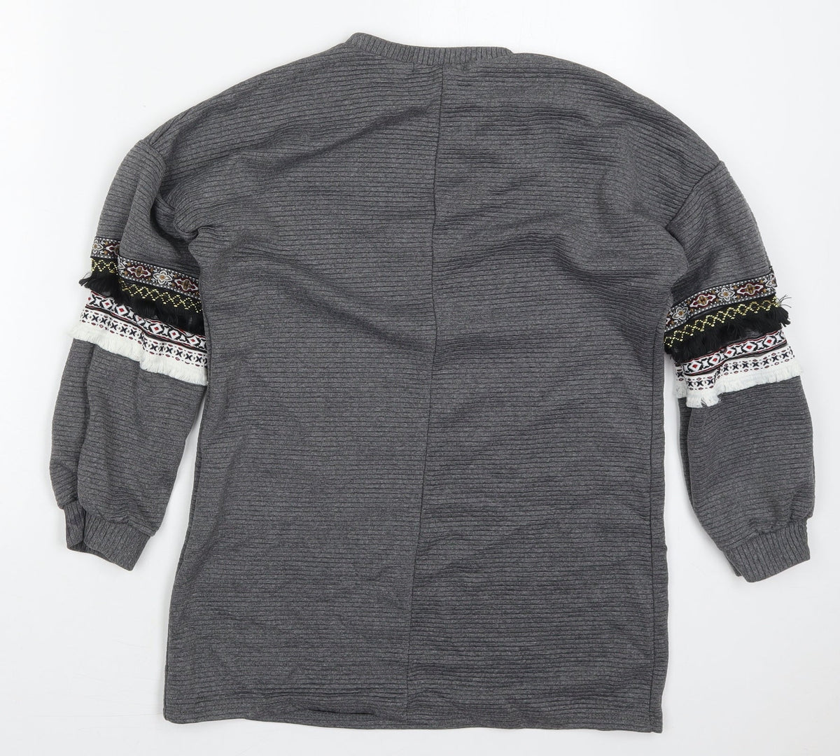 Back view of Cameo Rose women’s grey cotton pullover sweatshirt, size S, pullover