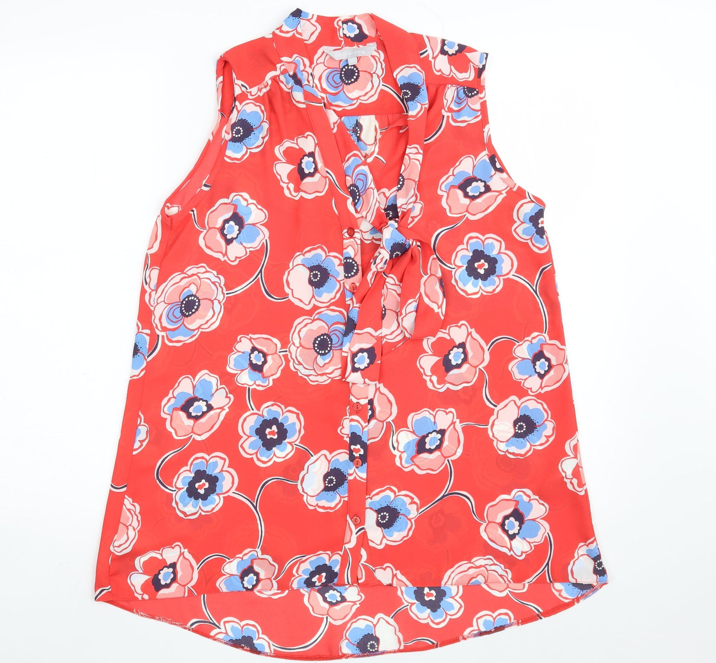 Womens UK Size 12 Red Herring Red Basic Button-Up