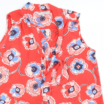 Womens UK Size 12 Red Herring Red Basic Button-Up
