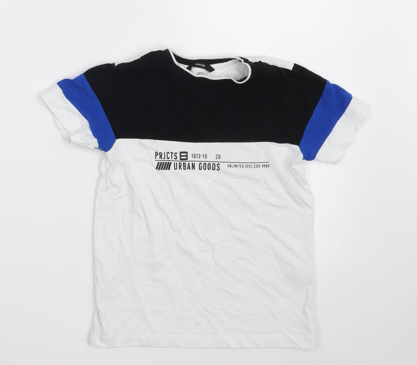 George Boys White  100% Cotton Pullover T-Shirt Size 5-6 Years Round Neck