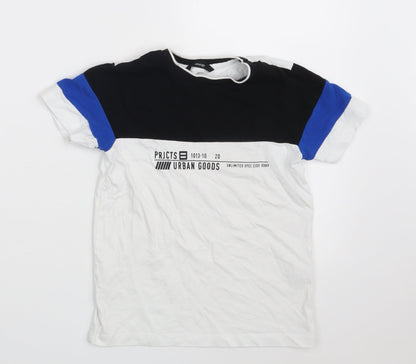 George Boys White  100% Cotton Pullover T-Shirt Size 5-6 Years Round Neck