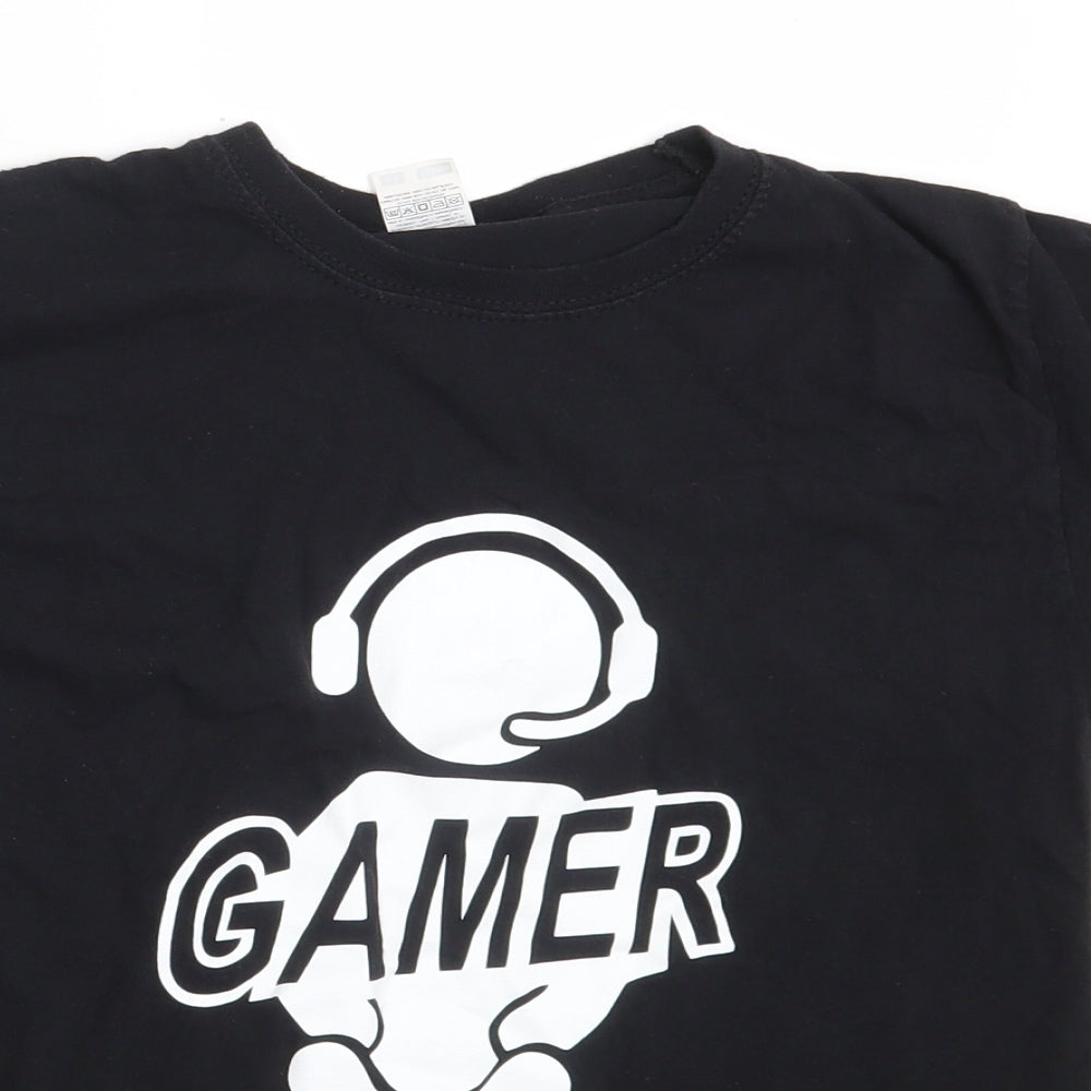 Fruit of the Loom Boys Black  100% Cotton Pullover T-Shirt Size 7-8 Years Round Neck  - Gamer