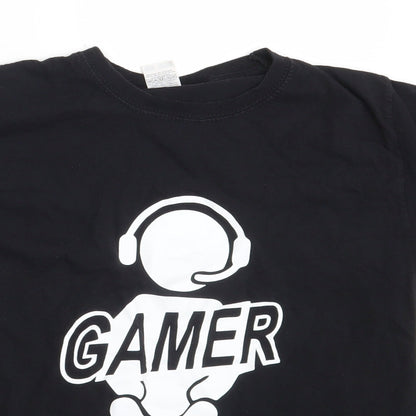 Fruit of the Loom Boys Black  100% Cotton Pullover T-Shirt Size 7-8 Years Round Neck  - Gamer