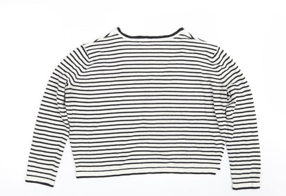 Womens UK Size S Pull&Bear White Pullover Jumper