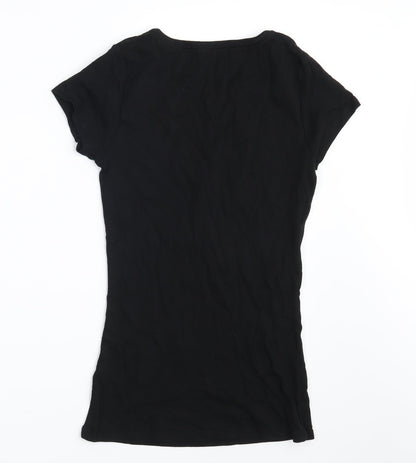 Papaya Womens Black  100% Cotton Basic T-Shirt Size 8 Scoop Neck - He's her Lobster