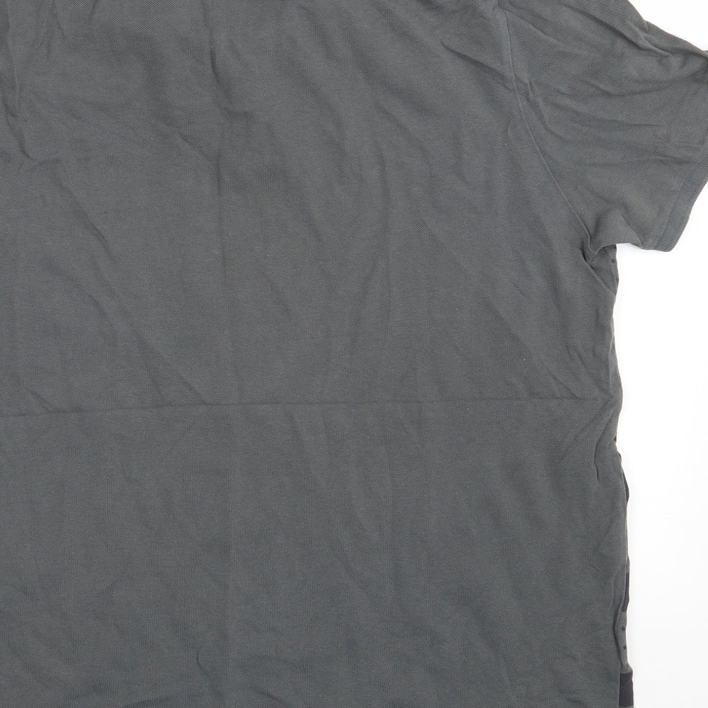 ASOS Mens Grey Striped 100% Cotton  Polo Size L Collared Button