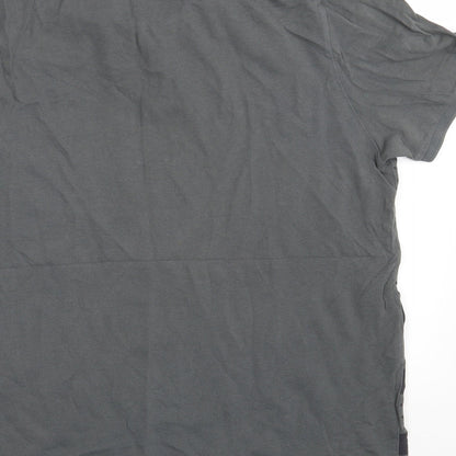 ASOS Mens Grey Striped 100% Cotton  Polo Size L Collared Button