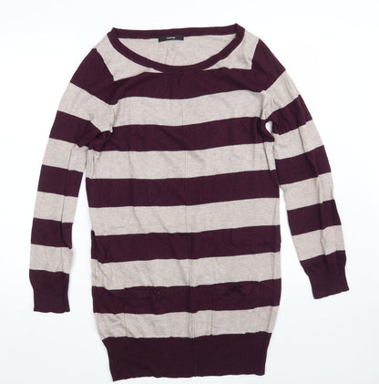 George Womens Purple Boat Neck Striped Viscose Pullover Jumper Size 12