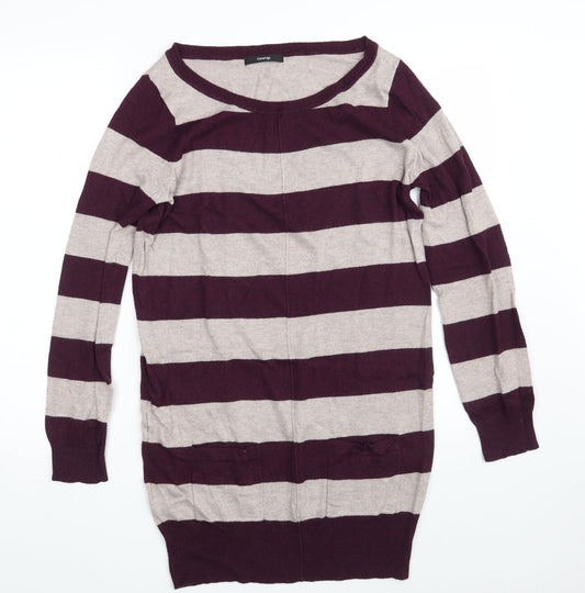 George Womens Purple Boat Neck Striped Viscose Pullover Jumper Size 12