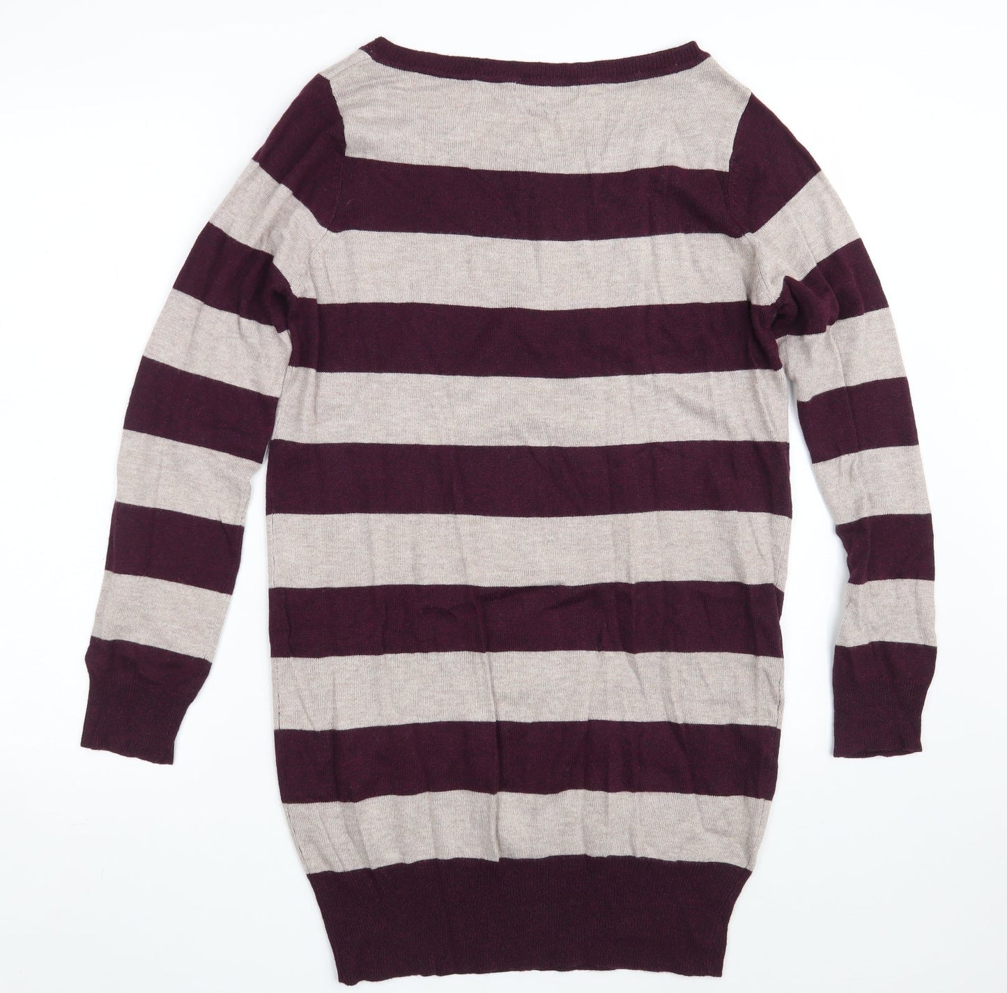 George Womens Purple Boat Neck Striped Viscose Pullover Jumper Size 12