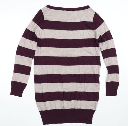 George Womens Purple Boat Neck Striped Viscose Pullover Jumper Size 12